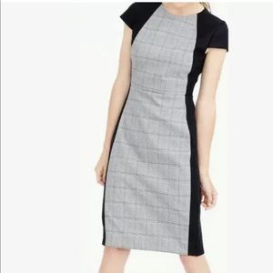 J Crew Wool Cap Sleeve Glen Plaid Midi Sheath